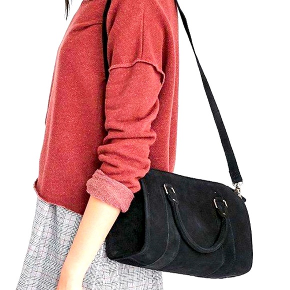 Urban Outfitters Bags Urban Outfitters Black Vegan Suede Crossbody Satchel Poshmark